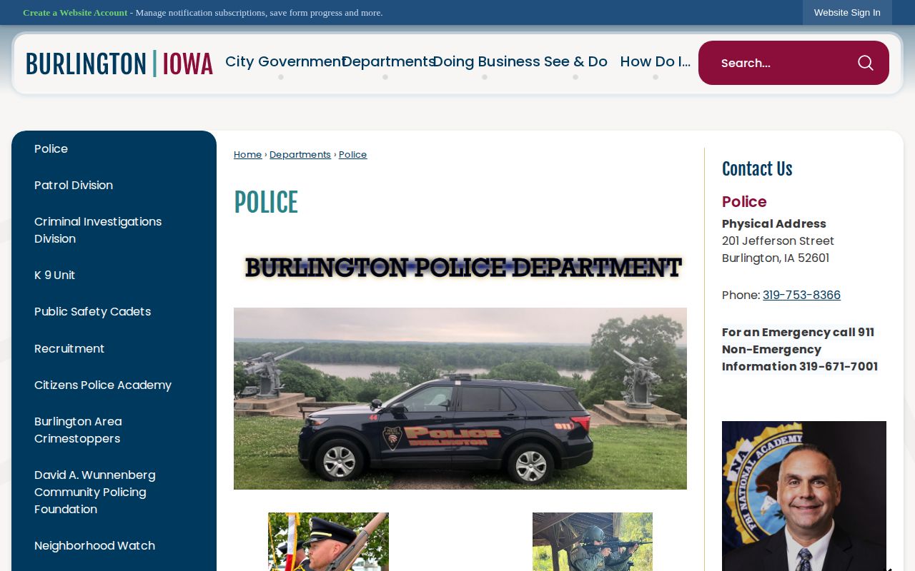 Burlington Police page for Des Moines County recent arrest reports